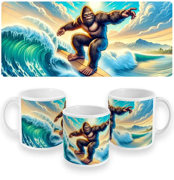 Bigfoot Beach Break Surfing Mug