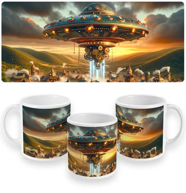 Steampunk Sky Odyssey - UFO Adventure Mug