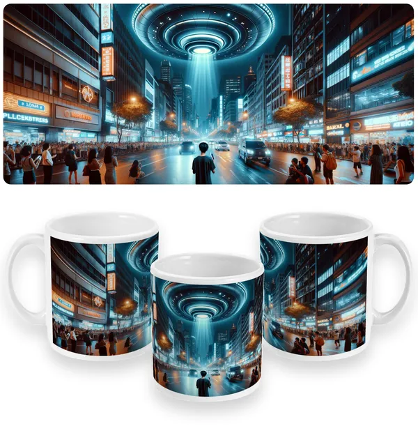City Lights & Cosmic Sights - Urban UFO Encounter Mug