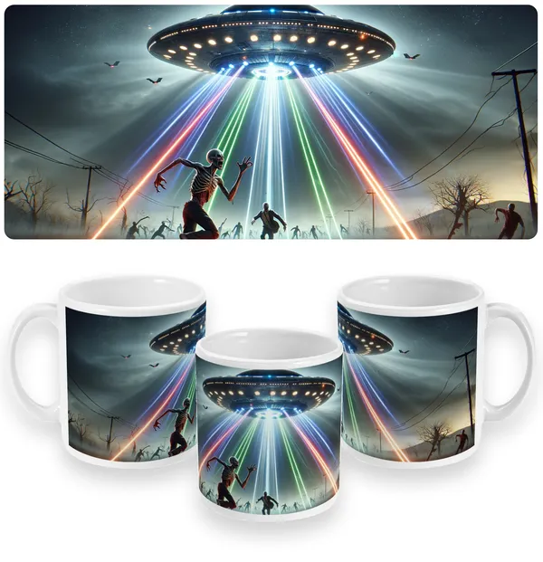 Escape Velocity - Zombie vs. UFO Laser Chase Mug