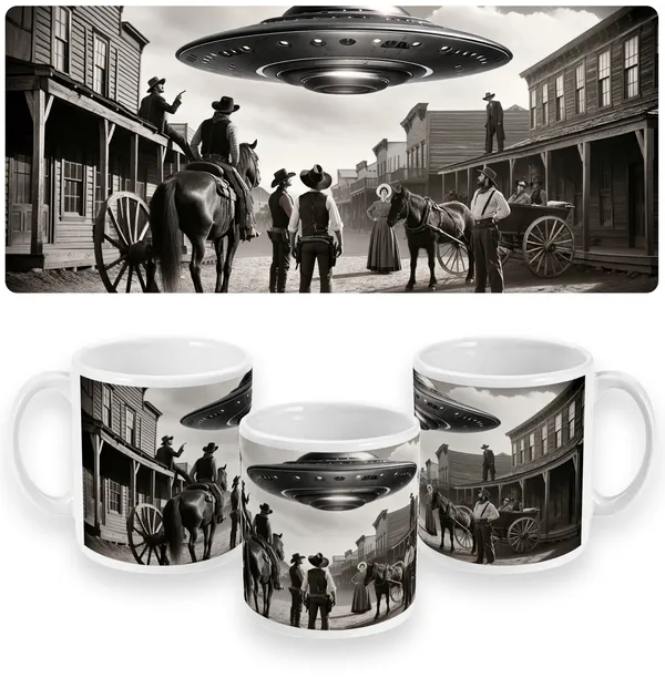 Cosmic Frontier: UFO Encounter in the Old West Mug