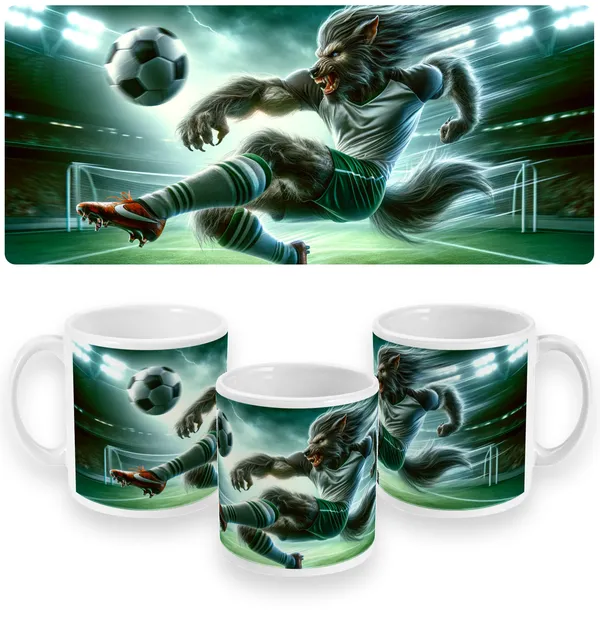 Dynamic Werewolf Football Player Mug