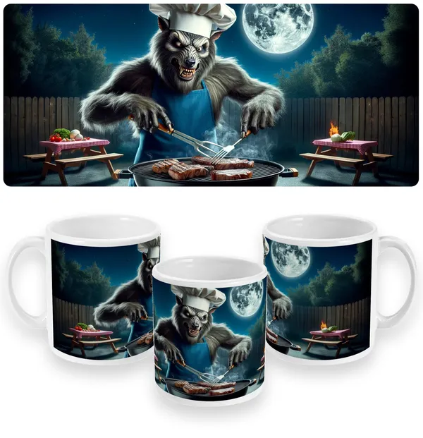 Moonlight BBQ Werewolf Chef Mug