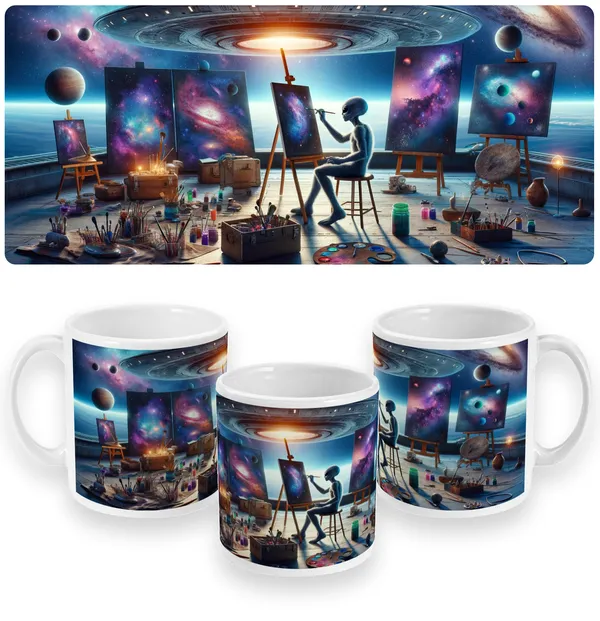 Galactic Creations The Alien Artist Studio Mug
