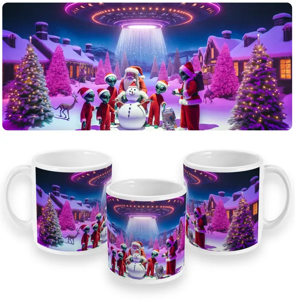 Santa & Aliens Christmas Mug